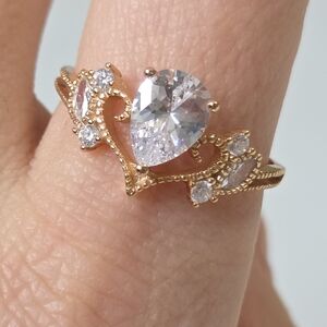 NWT Ethereal Pear-Cut Crown Ring S925 Gold Plated sz 9 Regencycore Princesscore